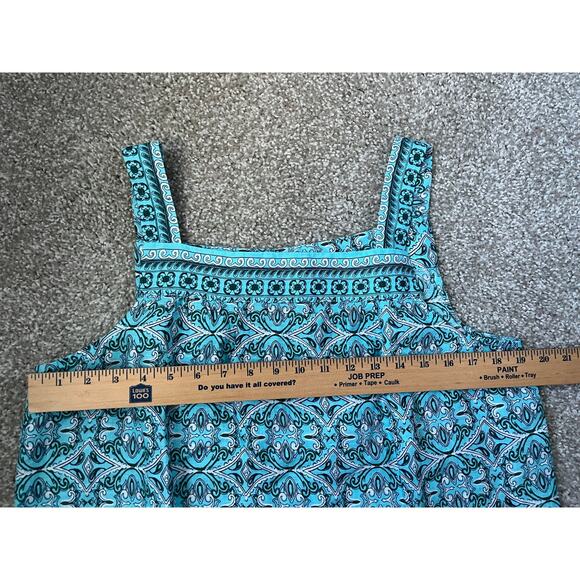 Talbots Linen Square Neck Top Sleeveless Blue Boho Beachy Coastal Large Petite - Picture 9 of 10